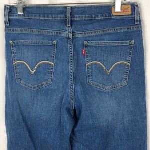 Levis Perfectly Slimming 512 Straight Leg Jeans Women 12 Blue Denim